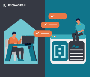 Side-by-side comparison of in-house and outsourced development in a 2025 essential guide by HatchWorks AI.