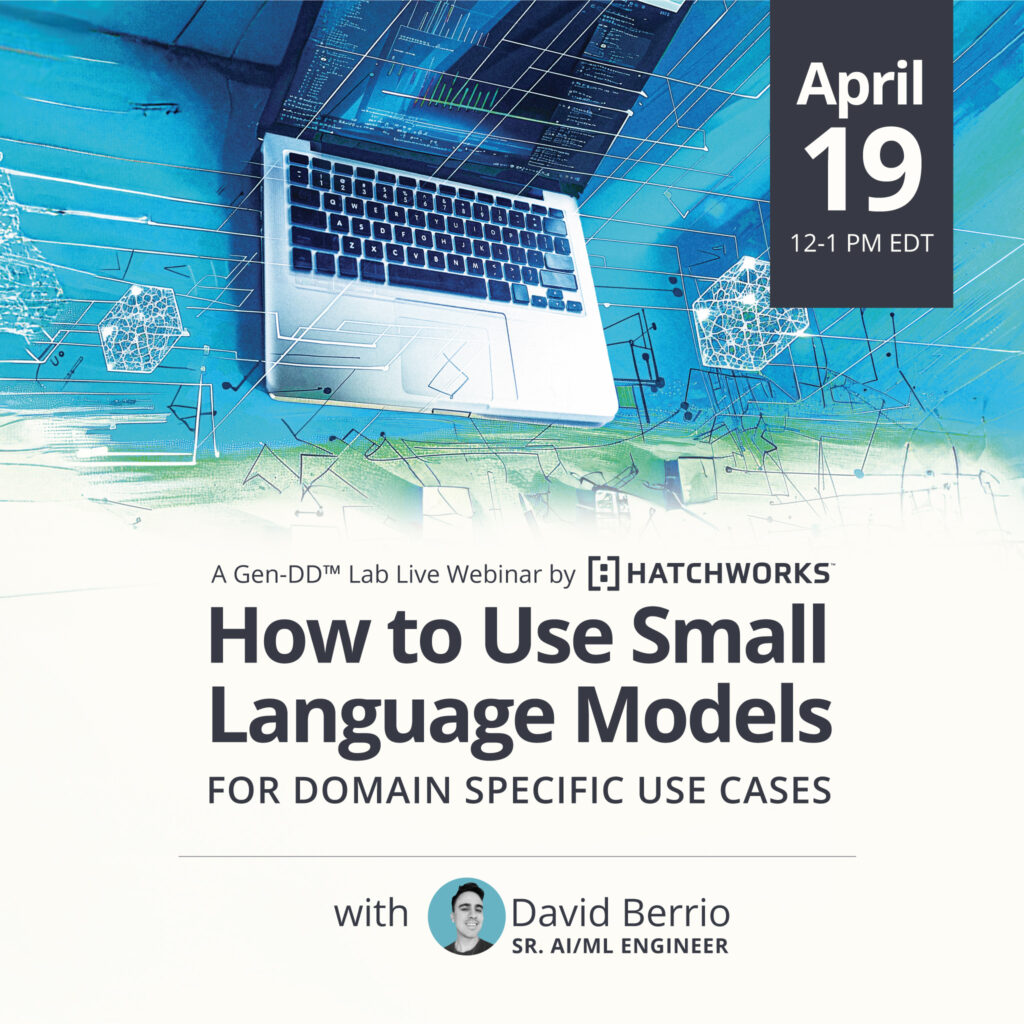 Promotional graphic for a webinar on "How to Use Small Language Models" scheduled for April 19.