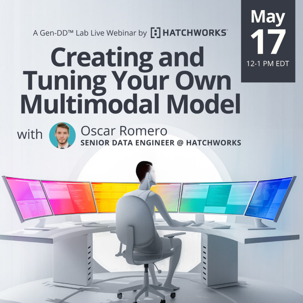 Ad for a webinar on "Creating and Tuning Your Own Multimodal Model" scheduled for May 17.