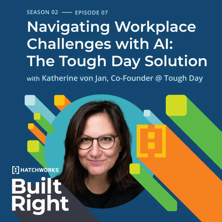 Podcast graphic for "Navigating Workplace Challenges with AI" featuring Katherine von Jan.