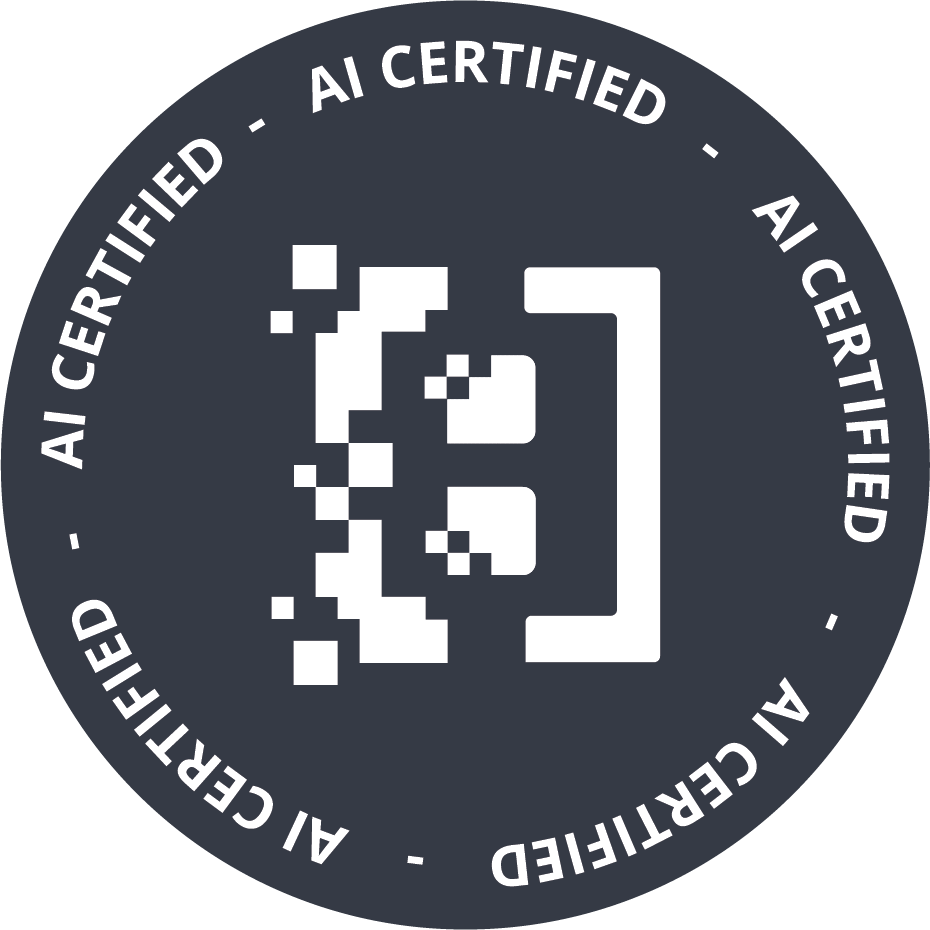 Round HatchWorks GenDD logo, text reads "AI CERTIFIED"