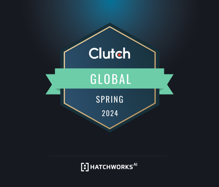 Clutch Global Spring 2024 award badge with Hatchworks AI logo.