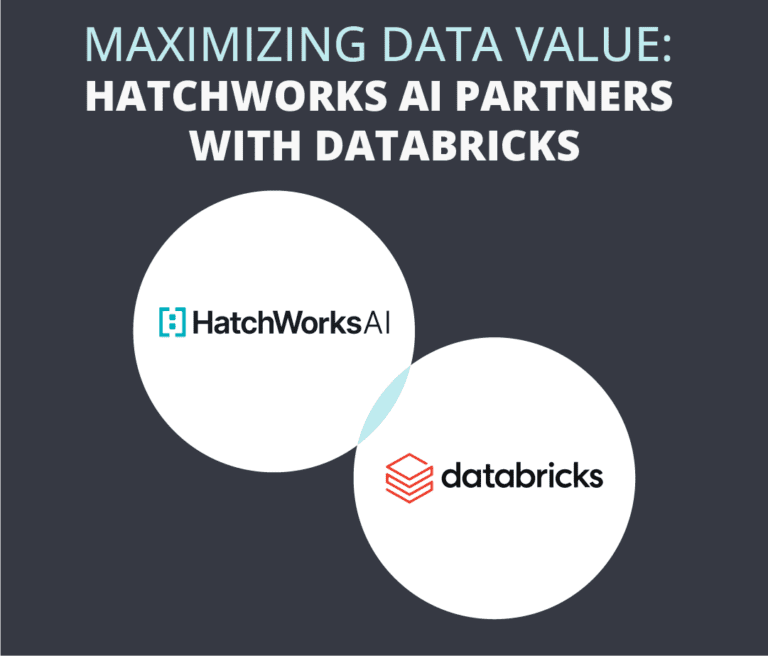 Graphic with the text "Maximizing Data Value: HatchWorks AI Partners with Databricks" above the HatchWorks AI and Databricks logos.