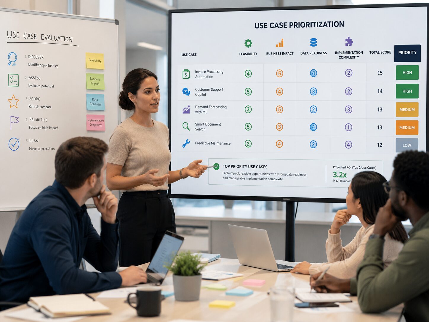 Qualifying and prioritizing AI use cases by feasibility, business impact, and data readiness