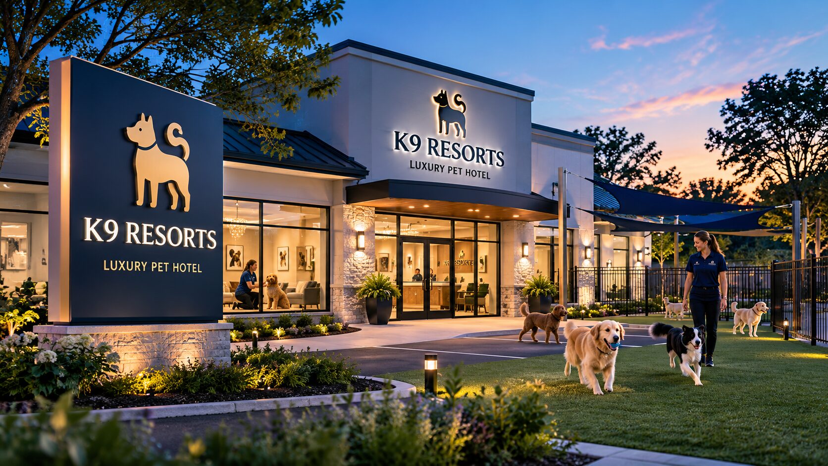 A K9 Resorts luxury pet hotel location, one of the 52+ franchises unified on the data platform